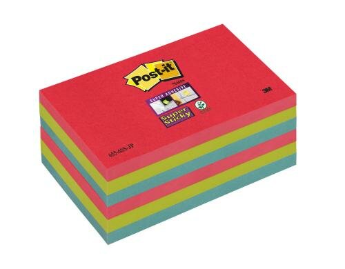 3M Post-it Super Sticky Farben Jewel Pop,6 Blocks à 90 Blatt ,127x76mm