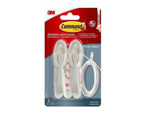 3M Command Kabelhänger 2 Clip und 2 Streifen M, Traglast: 1kg