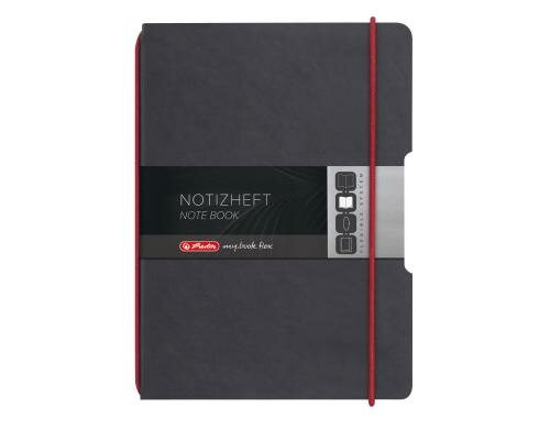 Herlitz my.book flex Lederoptik Notizheft A5, 40 Blatt kariert 5x5mm, anthrazit
