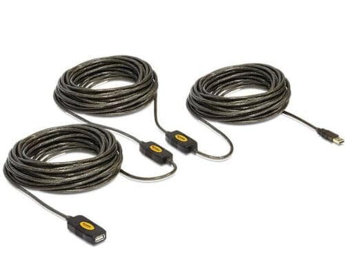 Delock USB2.0 Verlängerungskabel 30m, aktiv AWG26 Datenleitung, AWG22 Stromleitung