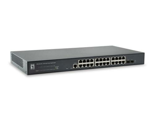 LevelOne GES-2451: 24Port Smart-Switch 1Gbps, 4xSFP, AutoUplink, int. NT