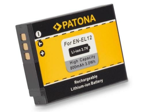 PATONA Akku EN-EL12, 800 mAh / 3.7V für P340/AW120/S9700/S9600/S99007/AW130