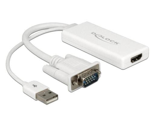 Monitoradapter VGA-St. zu HDMI-Bu., weiss VGA Stecker zu HDMI Buchse, 25cm