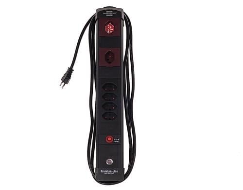 Brennenstuhl Premium-Line Technik SDL 4+2 quer xT13, o. Schalter, sz/rt, 3m Kabel