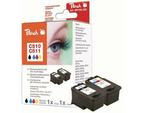 Peach Druckkopf Canon PG-510/CL-511 Multip black 14ml 525S., color 13ml 395 Seiten