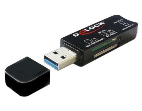 DeLock 91718 USB 3.0 Card Reader 3 Slot 1x USB-A Stecker, 1x SD, 1x MS, 1x MicroSD