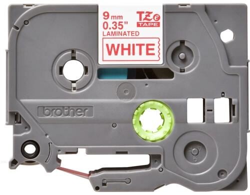 Brother P-touch Schriftband TZ-222,TZ-Band laminiert,rot auf weiss, 9mm, 8m