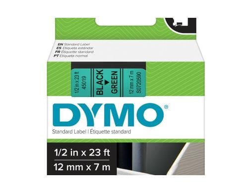 Dymo Schriftband D1, 12mm x 7m, Band: grün Schrift: schwarz - für alle LabelManager
