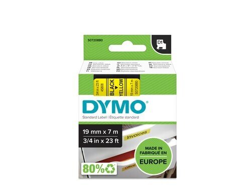 Dymo Schriftband D1, 19mm x 7m, Band: gelb Schrift: schwarz - für alle LabelManager