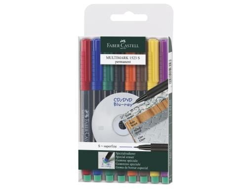 FABER-CASTELL MULTIMARK CD-Marker S 8er Etui, permanent, ideal für OHP-Folien,