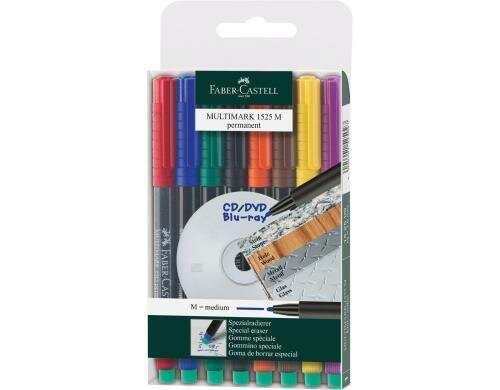 FABER-CASTELL MULTIMARK CD-Marker M 8er Etui, permanent, ideal für OHP-Folien,