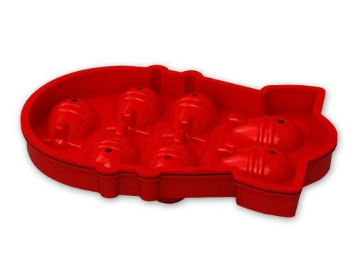 Eiswürfelform 3D Bomben, rot, aus Kunststoff, Form für 7 Eiswürfel,