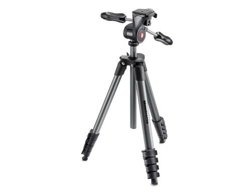 Manfrotto Stativ Compact Advanced schwarz inkl. 3-Weg Neiger und Tasche