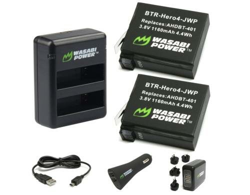 Wasabi Power 2 Akkus und Ladegerät für GoPro Hero 4