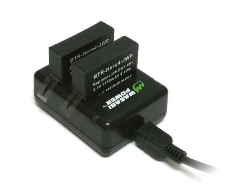 Wasabi Power 2 Akkus und USB-Ladegerät für GoPro Hero 4