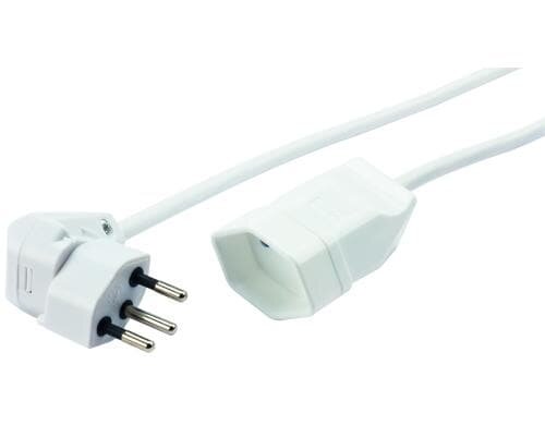 Kunststoff-Verlängerungskabel, 1m, weiss 3-polig, T12/T13, Dreh-Winkelstecker