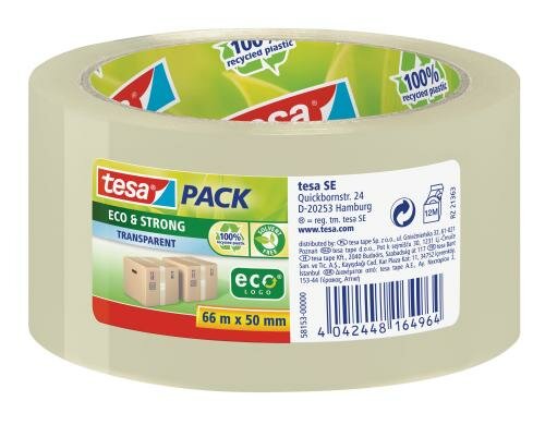 tesapack eco&strong Paketband, transparent, 66m x 50mm