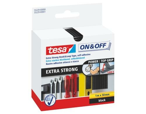 tesa On Off Klettband extra stark 1m x 50mm