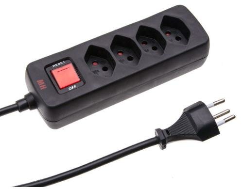 Max Hauri Steckdosenleiste Basic-Line 4xT13, schwarz, mit Reset-Schalter