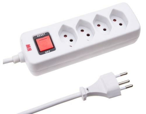 Max Hauri Steckdosenleiste Basic-Line 4xT13, weiss, mit Reset-Schalter
