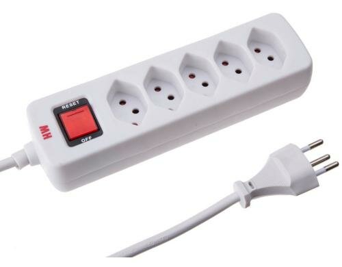 Max Hauri Steckdosenleiste Basic-Line 5xT13, weiss, mit Reset-Schalter