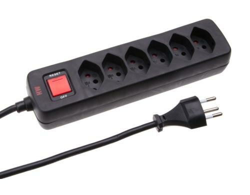 Max Hauri Steckdosenleiste Basic-Line 6xT13, schwarz, mit Reset-Schalter