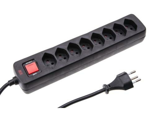 Max Hauri Steckdosenleiste Basic-Line 8xT13, schwarz, mit Reset-Schalter