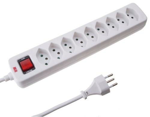 Max Hauri Steckdosenleiste Basic-Line 9xT13, weiss, mit Reset-Schalter