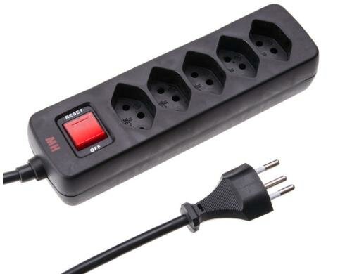 Max Hauri Steckdosenleiste Basic-Line 5xT13, schwarz, mit Reset-Schalter, OK