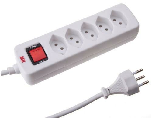 Max Hauri Steckdosenleiste Basic-Line 5xT13, weiss, mit Reset-Schalter, OK