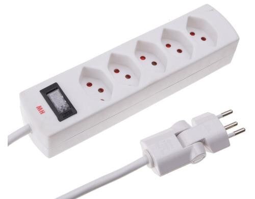 Max Hauri Steckdosenleiste Safety-Line 5xT13, weiss, mit Reset-Schalter