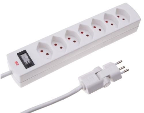 Max Hauri Steckdosenleiste Safety-Line 7xT13, weiss, mit Reset-Schalter