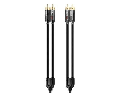 Premium Stereo Cinch Kabel, 1.00m 2x Cinch Stecker auf 2x Cinch Stecker