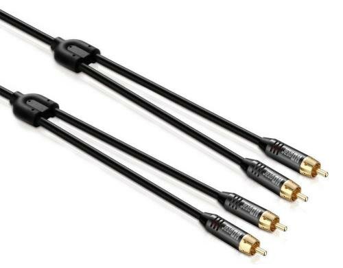 Premium Stereo Cinch Kabel, 5.00m 2x Cinch Stecker auf 2x Cinch Stecker