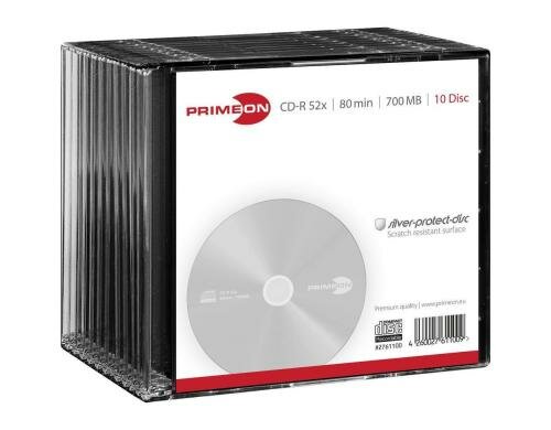 Primeon CD-R 700MB 10-Pack Slimcase bis 52-fach, nicht bedruckbar