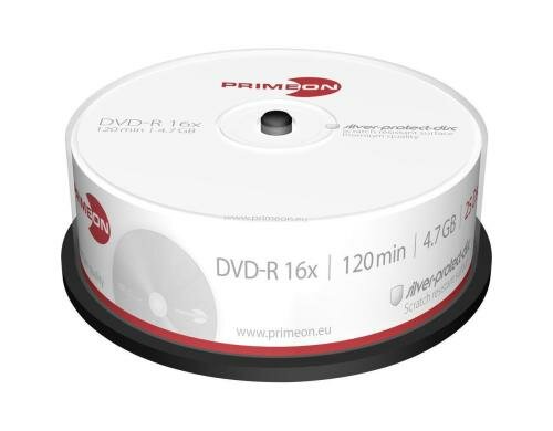 Primeon DVD-R 4.7GB 25er Spindel bis 16-fach, nicht bedruckbar