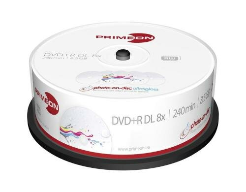 Primeon DVD+R 8.5GB Double Layer 25er Sp bis 8-fach, bedruckbar, wasserresistant