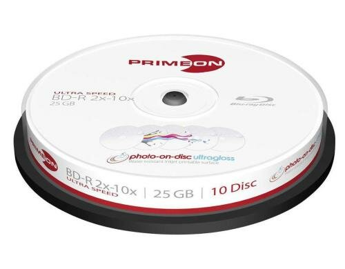 Primeon BD-R 25GB Single Layer 10er Sp bis 10-fach, bedruckbar, wasserresistant
