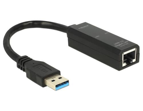 Delock: USB3.0 zu LAN Adapter, schwarz 10/100/1000Mbps,schwarz,Realtek,für Windows