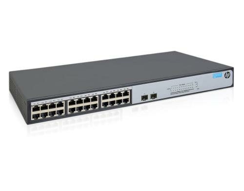HP 1420-24G-2SFP: 24 Port Switch, 1Gbps 2x SFP, AutoUplink, lüfterlos