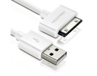 DeleyCON 30Pin Dock-USB Kabel 2m, weiss Apple MFI...