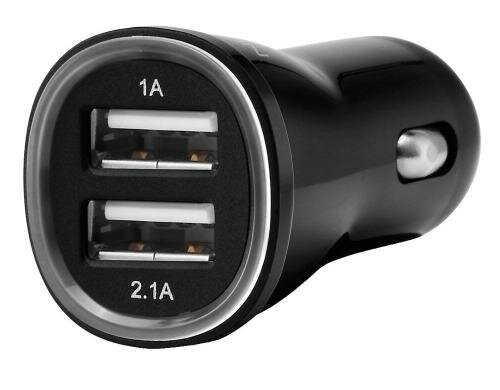 DeleyCON 12V/2x USB Ladegerät, 5V, schwarz Port1: 2.1Ampere, Port2: 1Ampere
