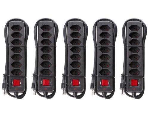 Max Hauri Steckdosenleiste Basic-Line, 5er 7xT13, schwarz, mit Reset-Schalter