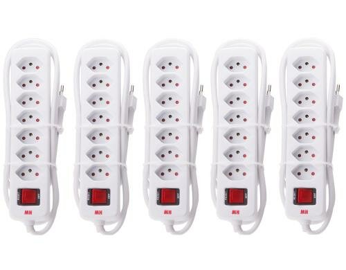 Max Hauri Steckdosenleiste Basic-Line, 5er 7xT13, weiss, mit Reset-Schalter