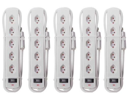 Max Hauri Steckdosenleiste Safety-Line, 5er 5xT13 quer, weiss, mit Reset-Schalter