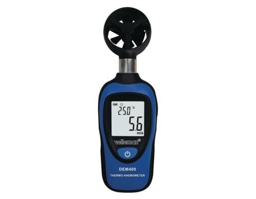 Velleman DEM400 Hand-Windmesser m/s, ft/min, mph, km/h und Knoten, °C, °F