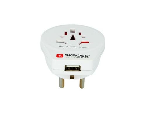 SKROSS Reiseadapter World to Europe mit USB Ladegerät