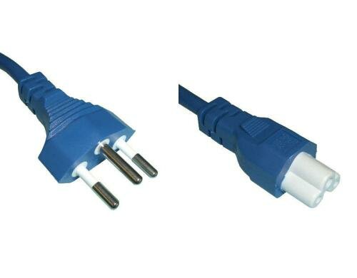 Netzkabel 250V / 2.5A, 2m, 3 polig Stecker Typ12, C5, blau