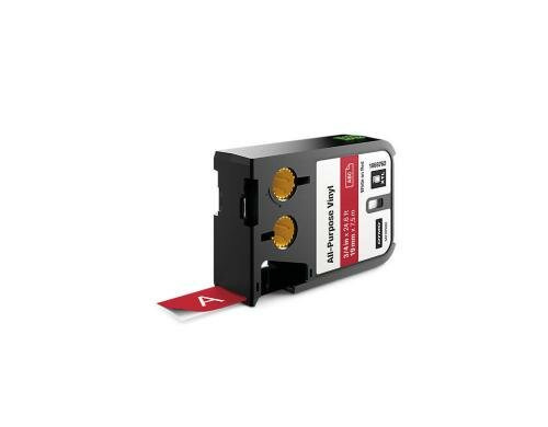 DYMO XTL Schriftband, Vinyl weiss auf rot, 19mm x 7m