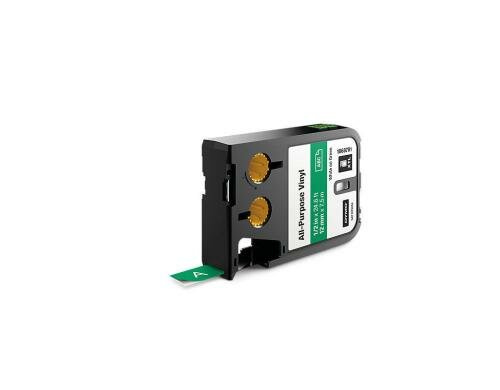 DYMO XTL Schriftband, Vinyl weiss auf grün, 12mm x 7m